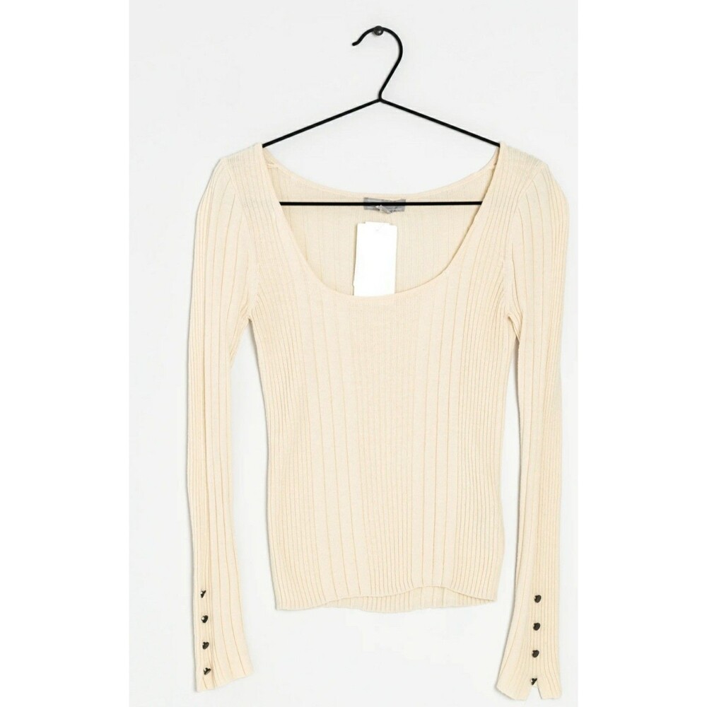 NWT ASOS sweater-beige square neck Sz 8 RRR shoulder-hem 22.5 "pit-pit 17"